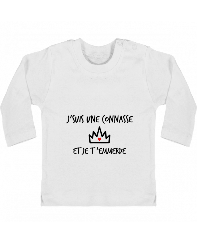 Baby T-shirt with press-studs long sleeve J'suis une connasse et je t'emmerde manches longues du designer Benichan