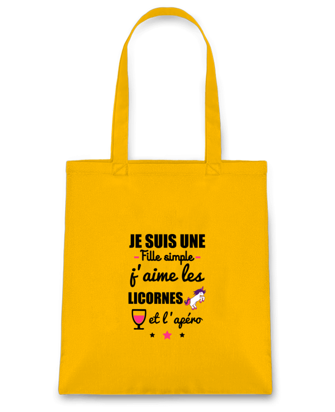 Tote Bag cotton Je suis une fille simple, j'aime les licornes et l'apéro by Benichan