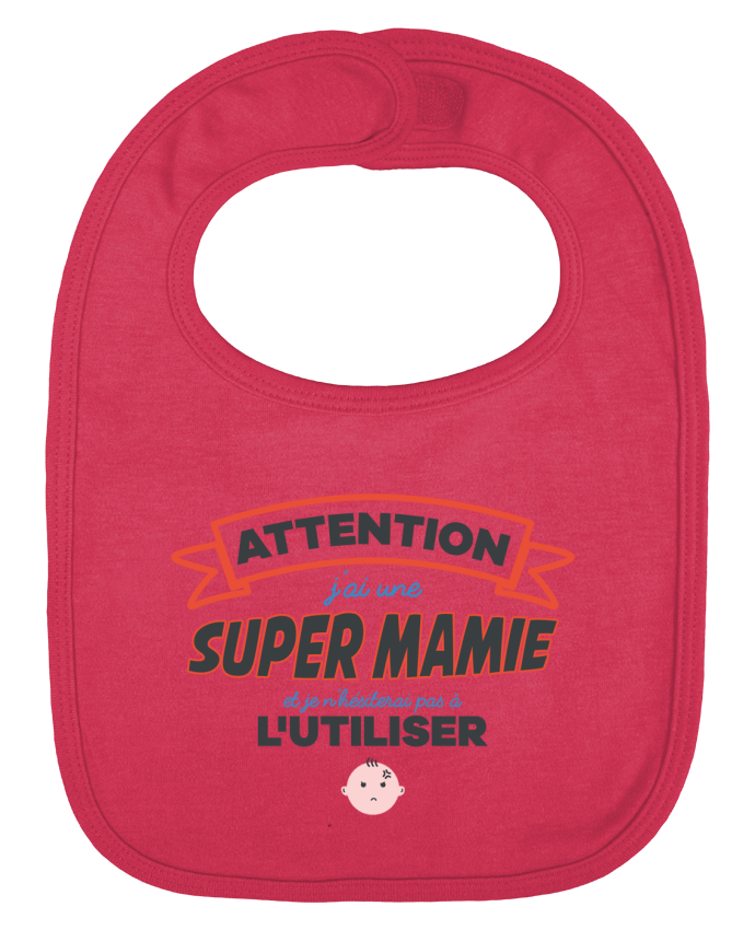 Baby Bib plain and contrast Attention super mamie by tunetoo