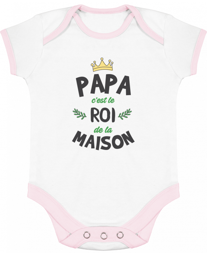 Body bébé manches contrastées Papa c'est le roi de la maison par tunetoo