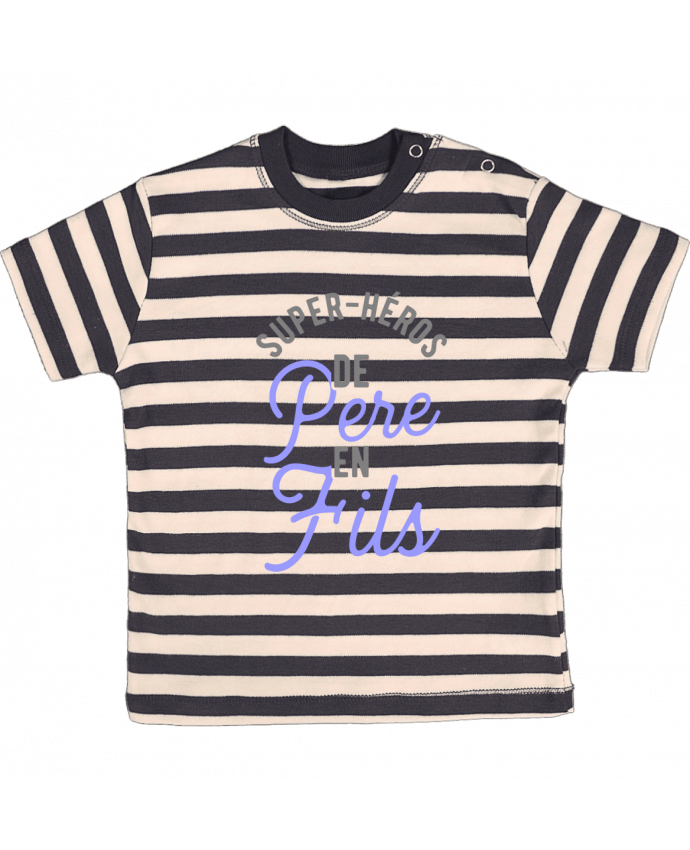 T-shirt baby with stripes Super héros de père en fils cadeau by Original t-shirt