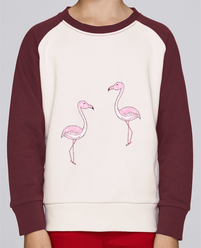Sweatshirt Kids Round Neck Stanley Mini Contrast Flamant Rose Dessin by K-créatif