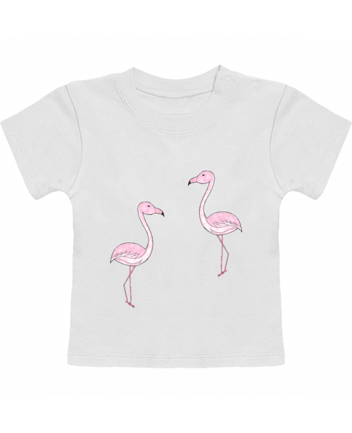 T-Shirt Baby Short Sleeve Flamant Rose Dessin manches courtes du designer K-créatif
