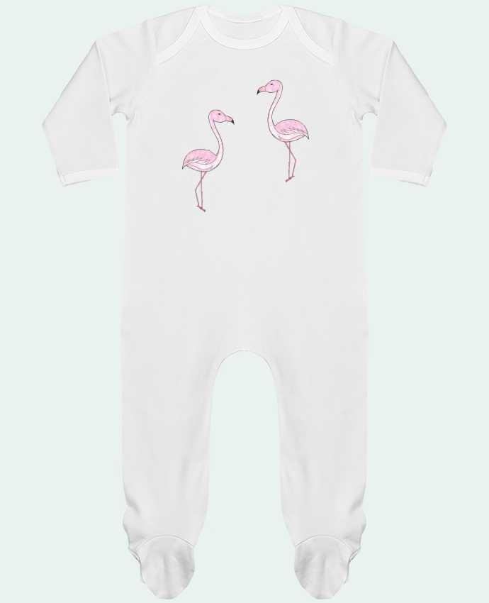 Baby Sleeper long sleeves Contrast Flamant Rose Dessin by K-créatif