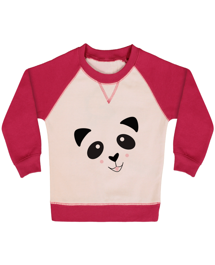 Sweatshirt Baby crew-neck sleeves contrast raglan Bébé Panda Mignon by K-créatif