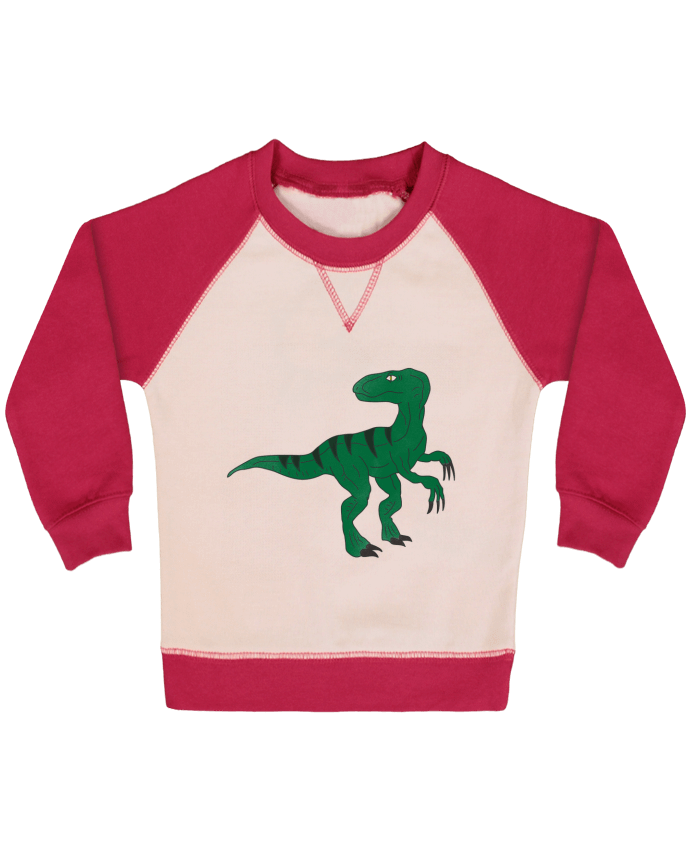 Sweatshirt Baby crew-neck sleeves contrast raglan Dino by tunetoo