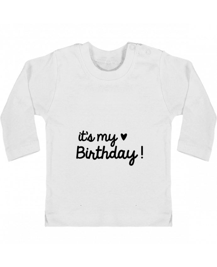 Baby T-shirt with press-studs long sleeve it's my birthday cadeau manches longues du designer Original t-shirt