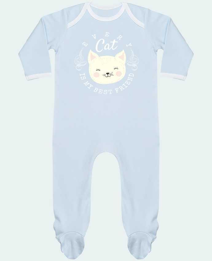 Baby Sleeper long sleeves Contrast every cat is my best friend by livelongdesign