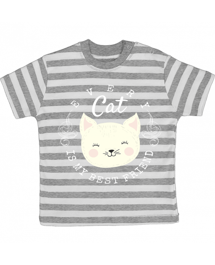 Tee-shirt bébé à rayures every cat is my best friend par livelongdesign