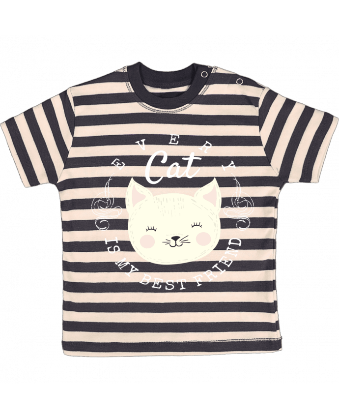 T-shirt baby with stripes every cat is my best friend by livelongdesign