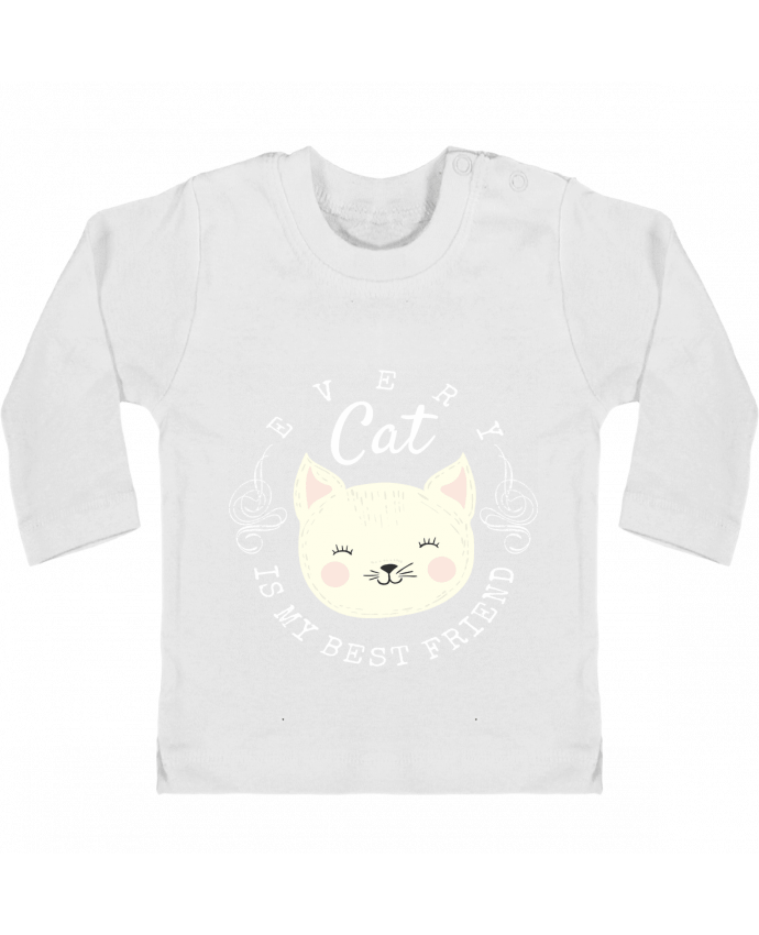 Baby T-shirt with press-studs long sleeve every cat is my best friend manches longues du designer livelongdesign