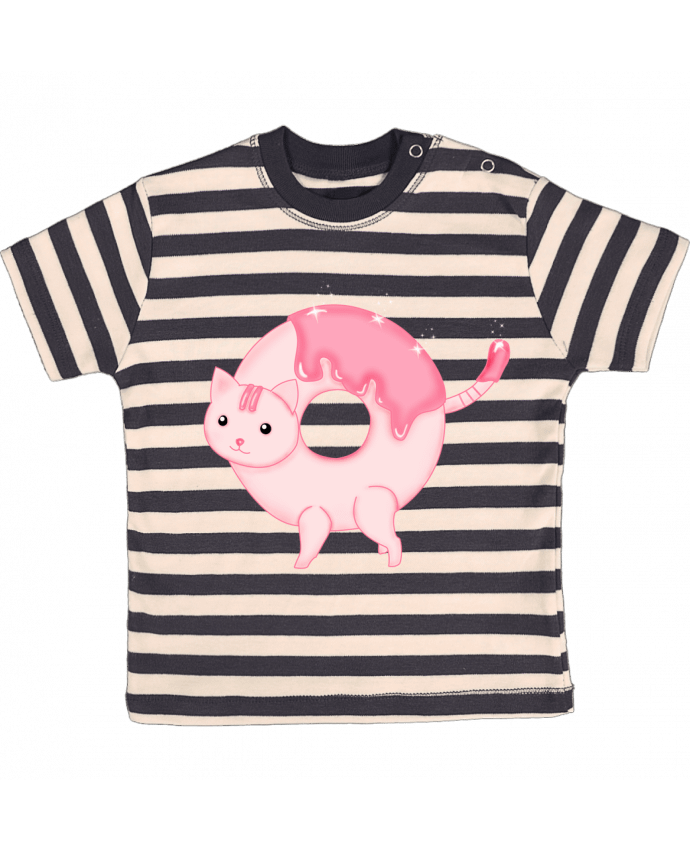 Camiseta Bebé a Rayas Tasty Donut Cat por Thesoulofthedevil