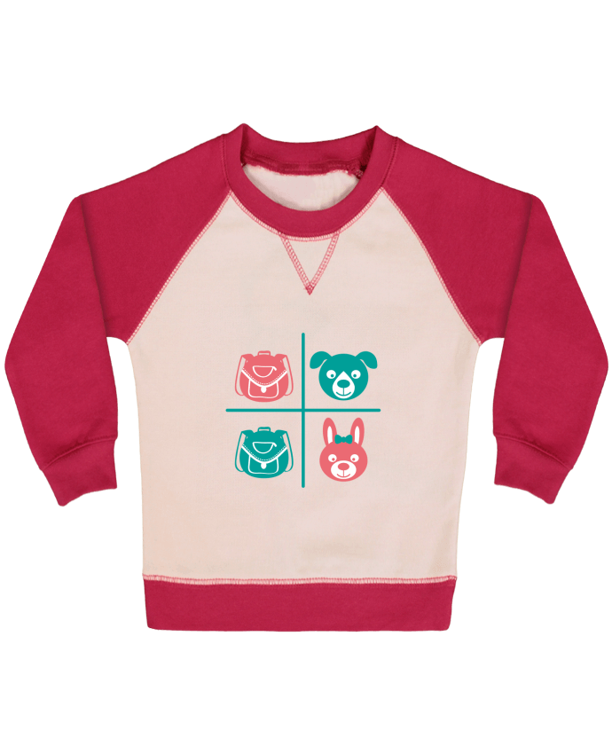 Sweatshirt Baby crew-neck sleeves contrast raglan school kids by TEYTO