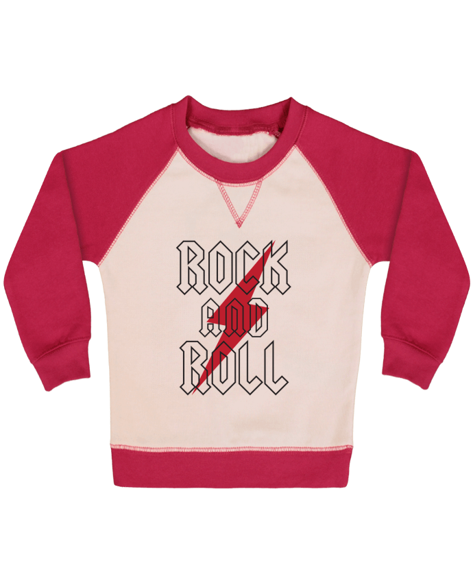 Sweatshirt Baby crew-neck sleeves contrast raglan Rock And Roll by Freeyourshirt.com