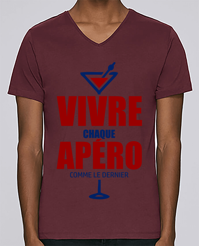 T-Shirt col V Homme design vivre chaque apéro comme le dernier par Milie