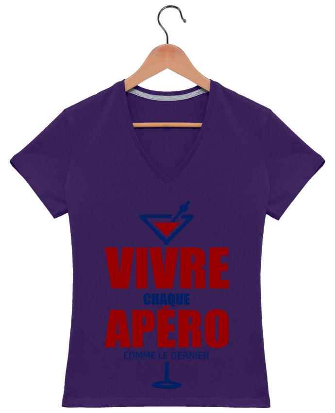 T-shirt femme col V vivre chaque apéro comme le dernier par Milie