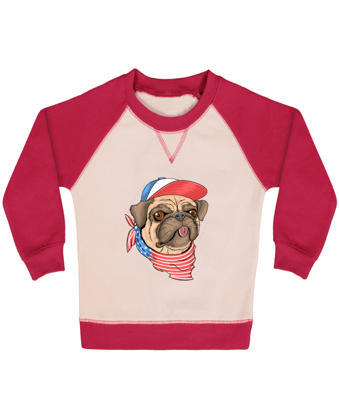 Sweatshirt Baby crew-neck sleeves contrast raglan pets american style by Bsaif