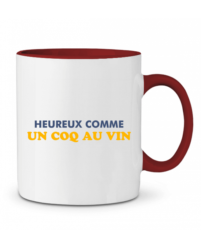 Mug bicolore Heureux comme un coq au vin tunetoo