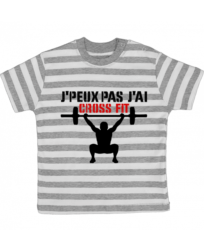 Camiseta Bebé a Rayas J'peux pas j'ai Crossfit por tunetoo