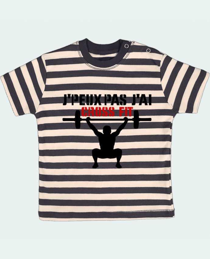 T-shirt baby with stripes J'peux pas j'ai Crossfit by tunetoo