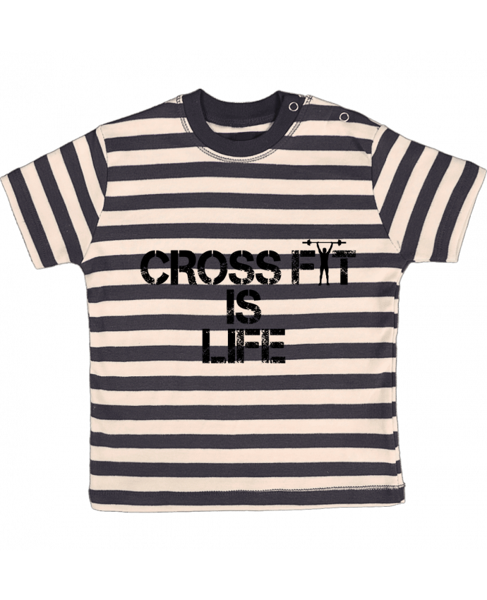 T-shirt baby with stripes Crossfit is life by tunetoo