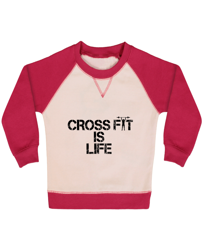Sweatshirt Baby crew-neck sleeves contrast raglan Crossfit is life by tunetoo