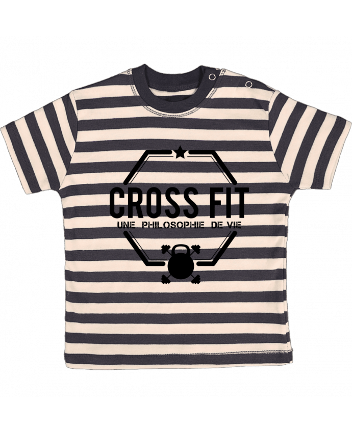 T-shirt baby with stripes Crossfit une philosophie de vie by tunetoo