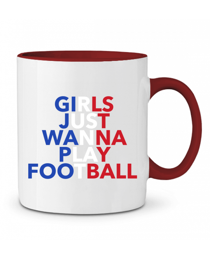 Mug bicolore Girls just wanna play football tunetoo