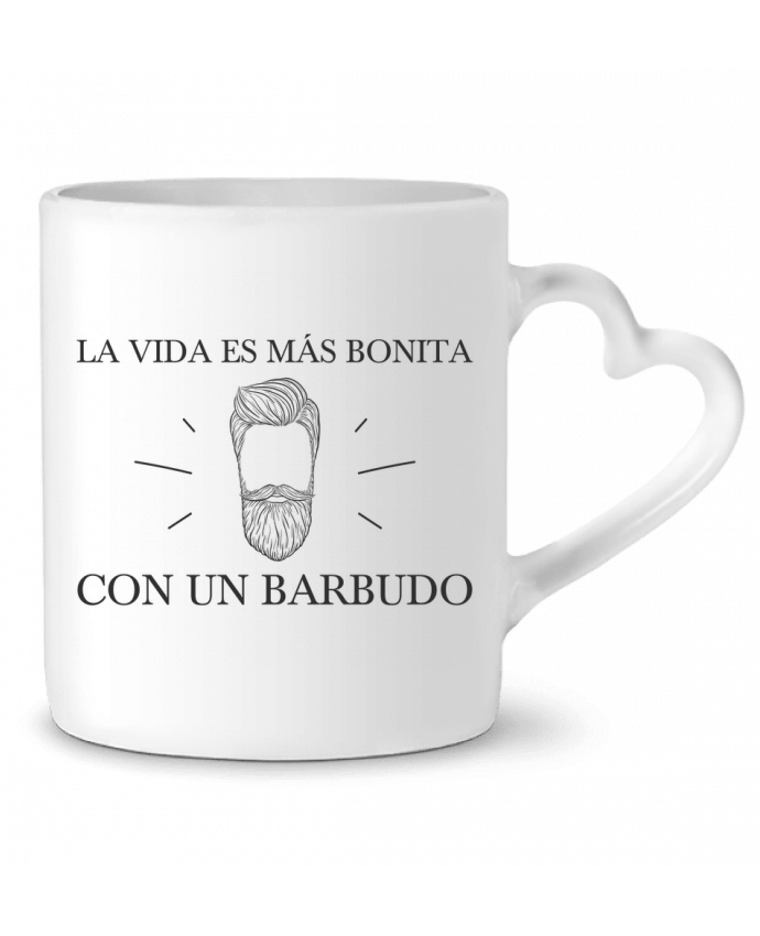 Taza Corazón La vida es más bonita con un barbudo por tunetoo