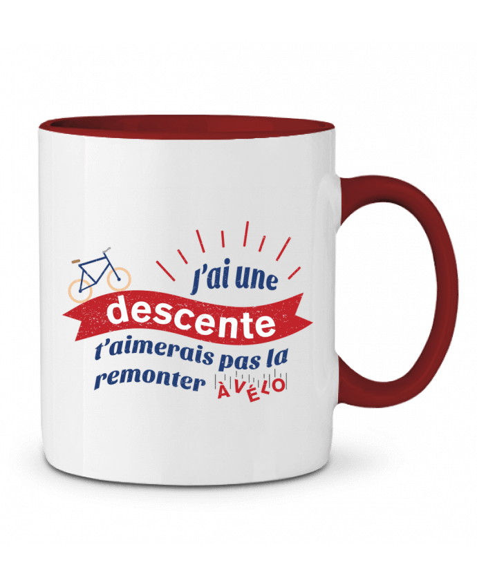 Mug bicolore J'ai une descente t'aimerais pas la remonter à vélo tunetoo
