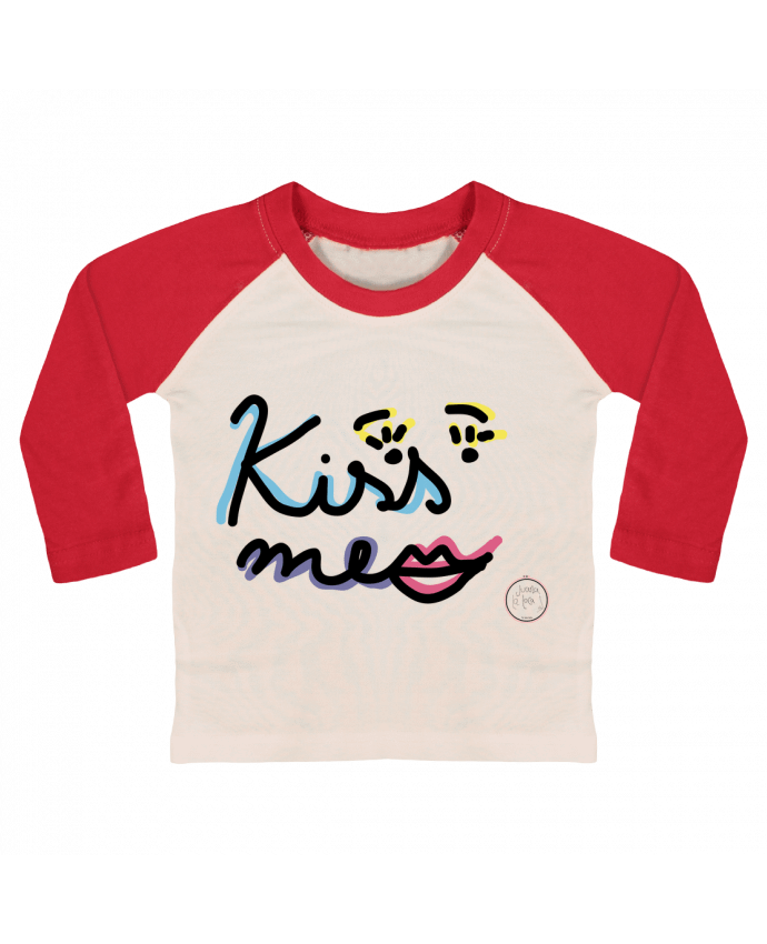 Camiseta Bebé Béisbol Manga Larga Kiss me por Juanalaloca