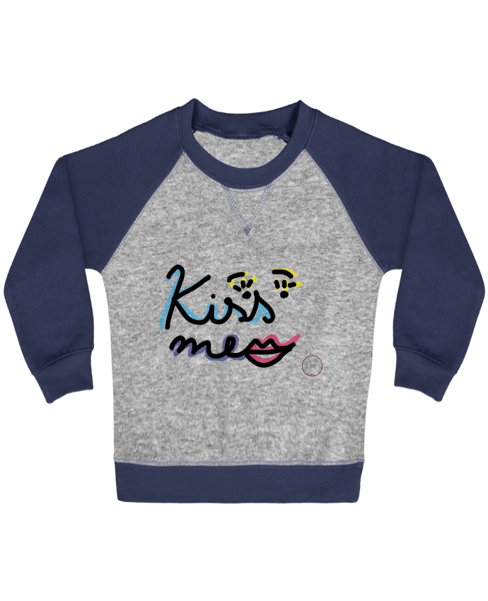 Sweatshirt Baby crew-neck sleeves contrast raglan Kiss me by Juanalaloca