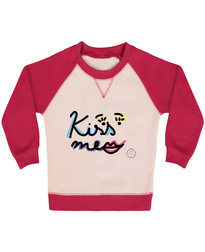 Sweatshirt Baby crew-neck sleeves contrast raglan Kiss me by Juanalaloca