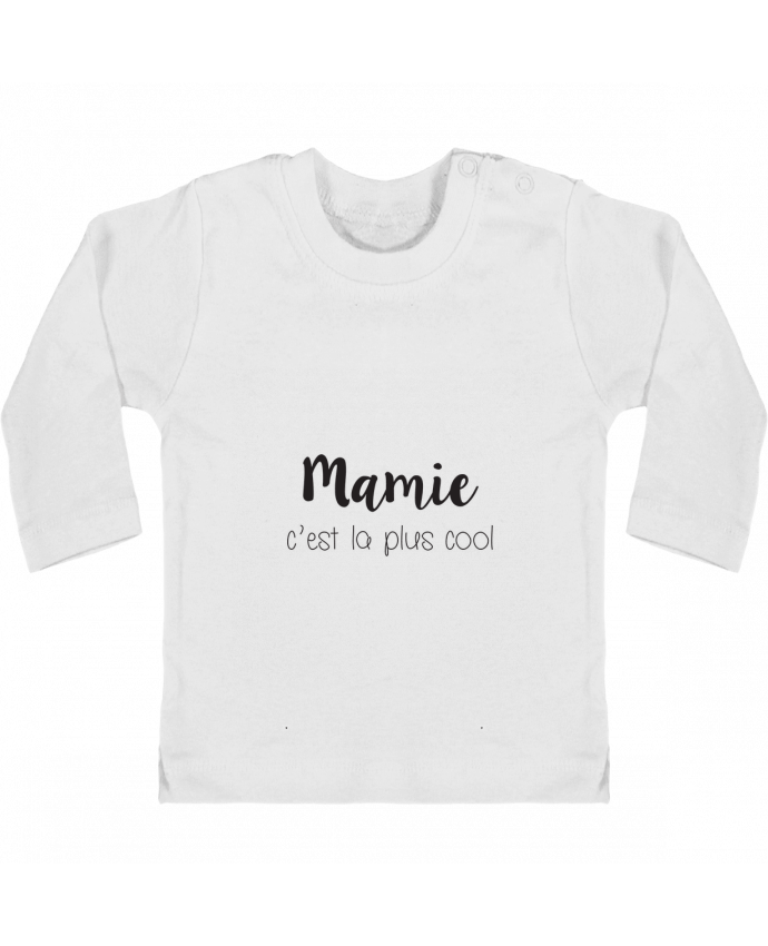Camiseta Bebé Manga Larga con Botones  Mamie c'est la plus cool manches longues du designer Mila-choux