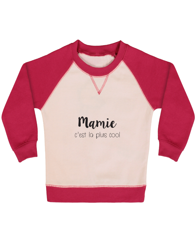 Sweatshirt Baby crew-neck sleeves contrast raglan Mamie c'est la plus cool by Mila-choux