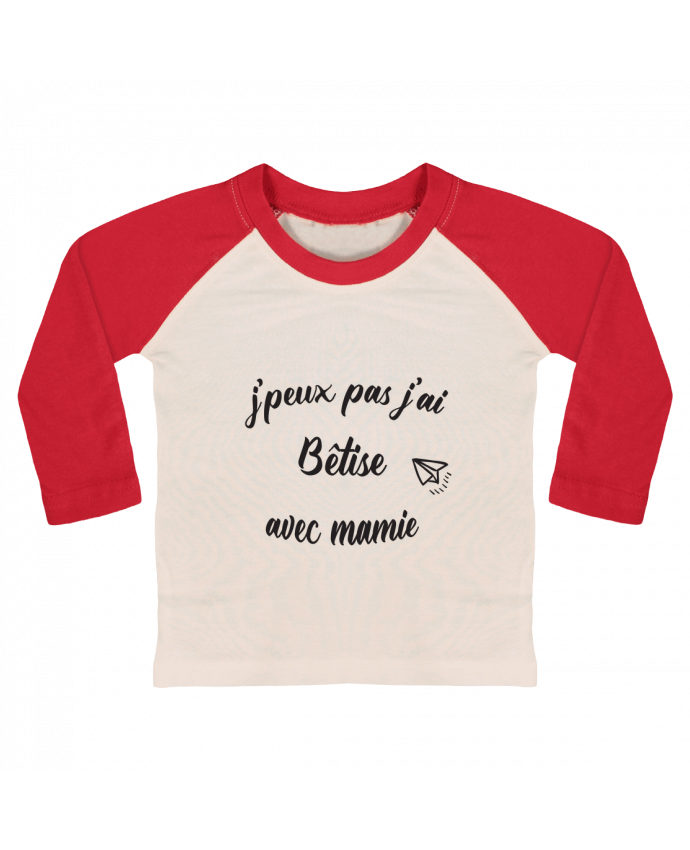 Camiseta Bebé Béisbol Manga Larga jpeux pas j ai betise avec mamie por Mila-choux