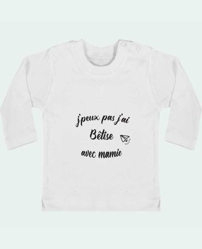 Baby T-shirt with press-studs long sleeve jpeux pas j ai betise avec mamie manches longues du designer Mila-choux