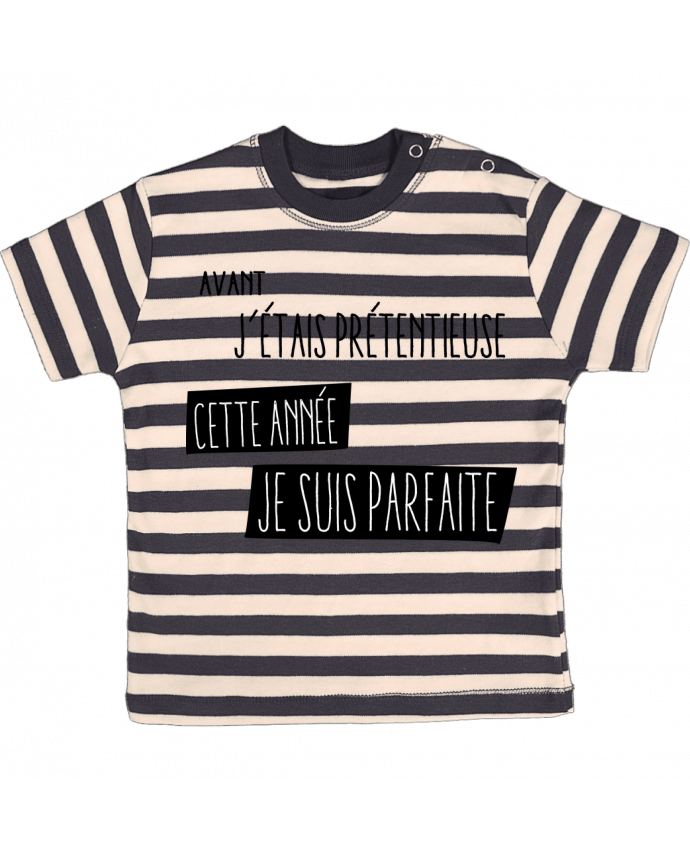 T-shirt baby with stripes Proverbe pretentieuse by jorrie