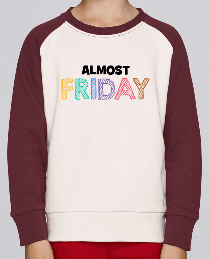 Sweatshirt Kids Round Neck Stanley Mini Contrast Almost Friday by tunetoo