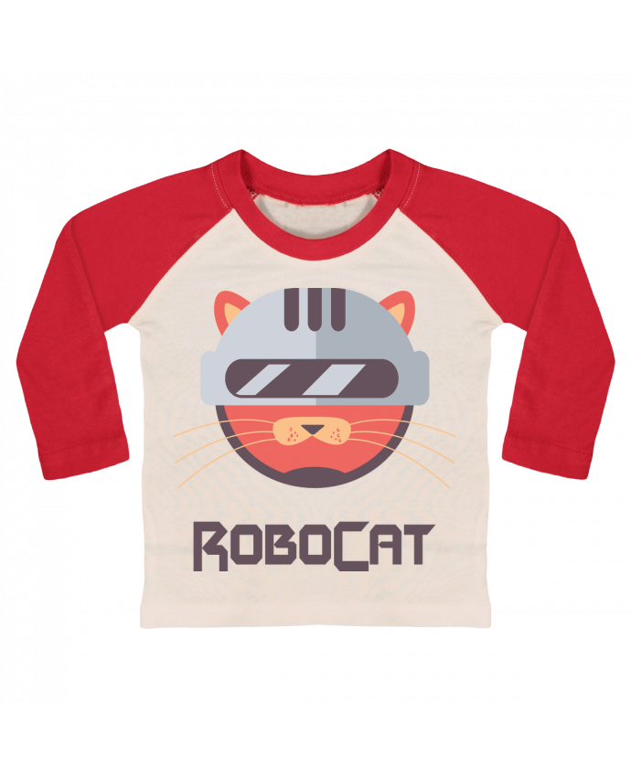 T-shirt baby Baseball long sleeve ROBOCAT by Tchilleur