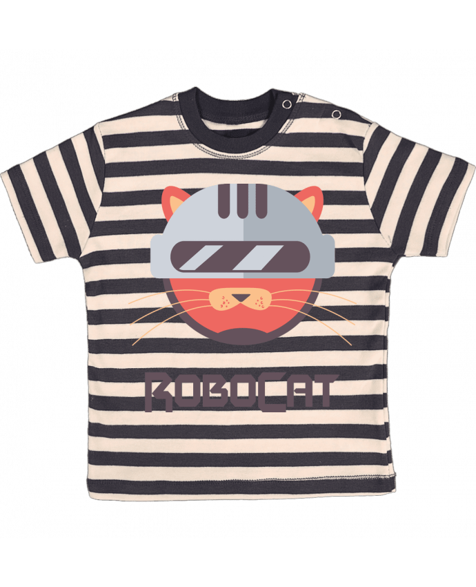 Camiseta Bebé a Rayas ROBOCAT por Tchilleur