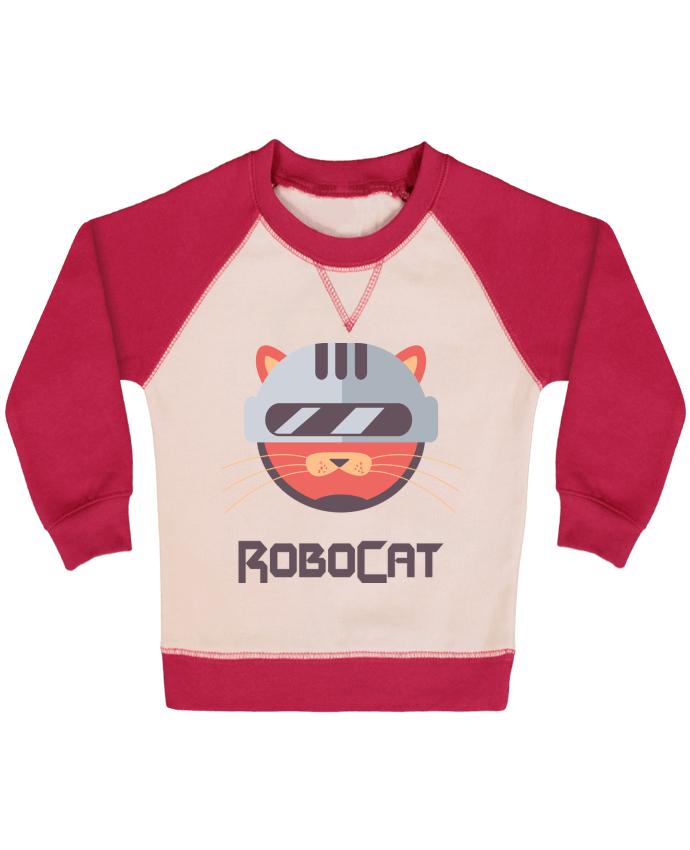 Sweatshirt Baby crew-neck sleeves contrast raglan ROBOCAT by Tchilleur