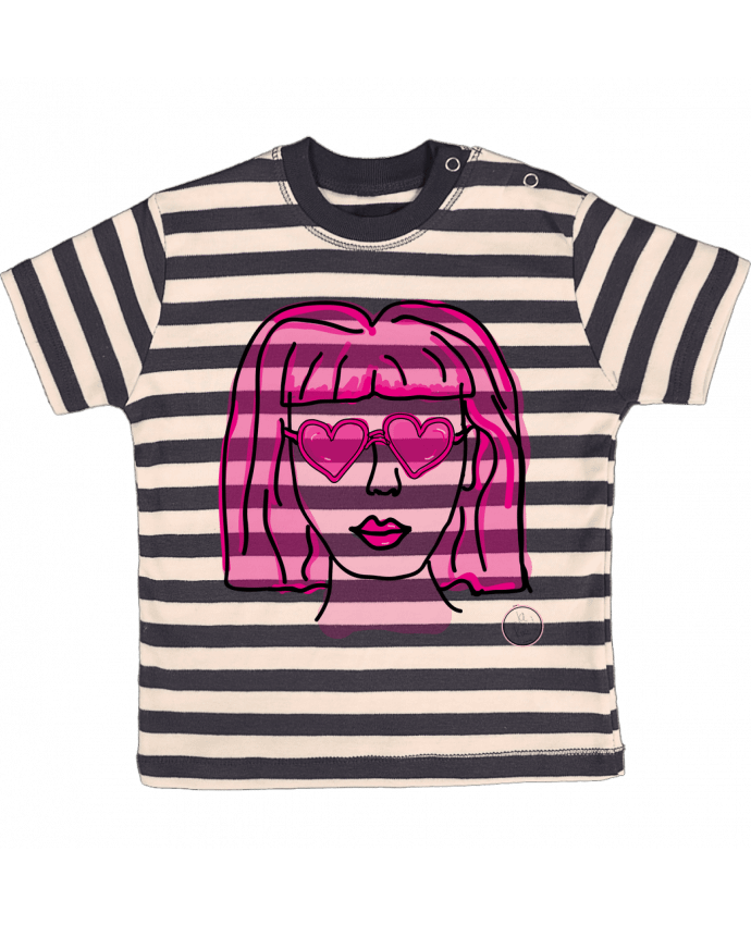 T-shirt baby with stripes Fuccia by Juanalaloca