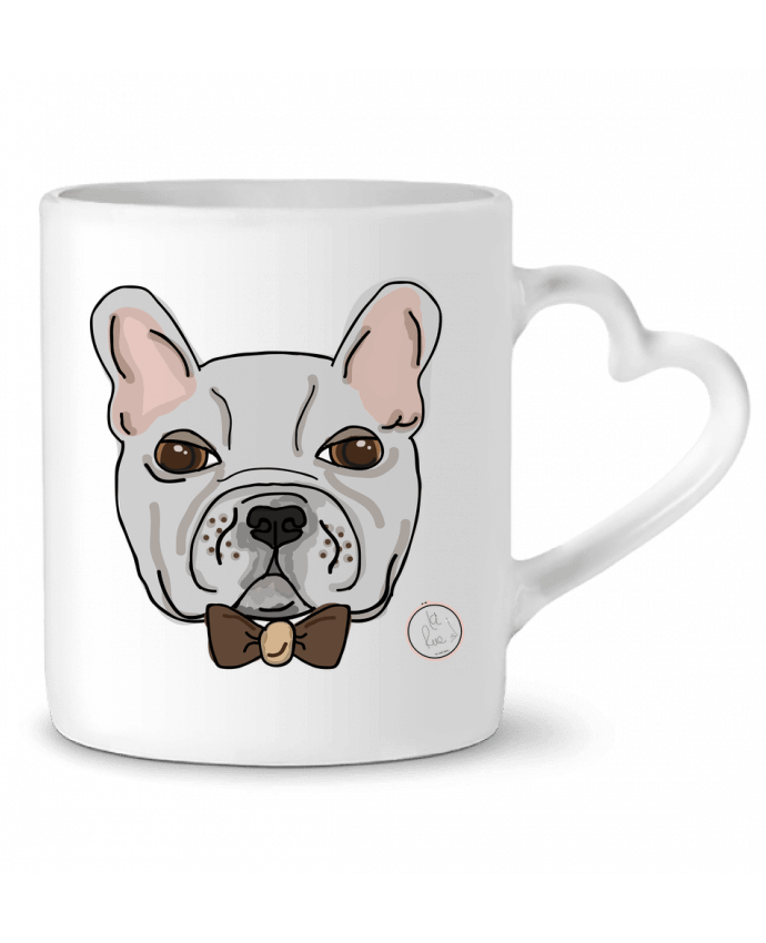 Taza Corazón Bulldog Hipster por Juanalaloca