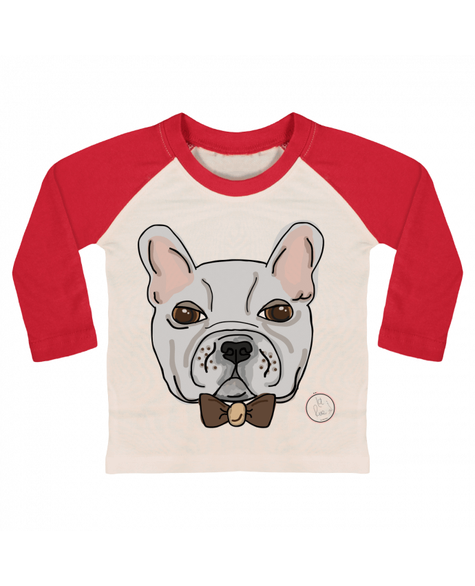 Camiseta Bebé Béisbol Manga Larga Bulldog Hipster por Juanalaloca
