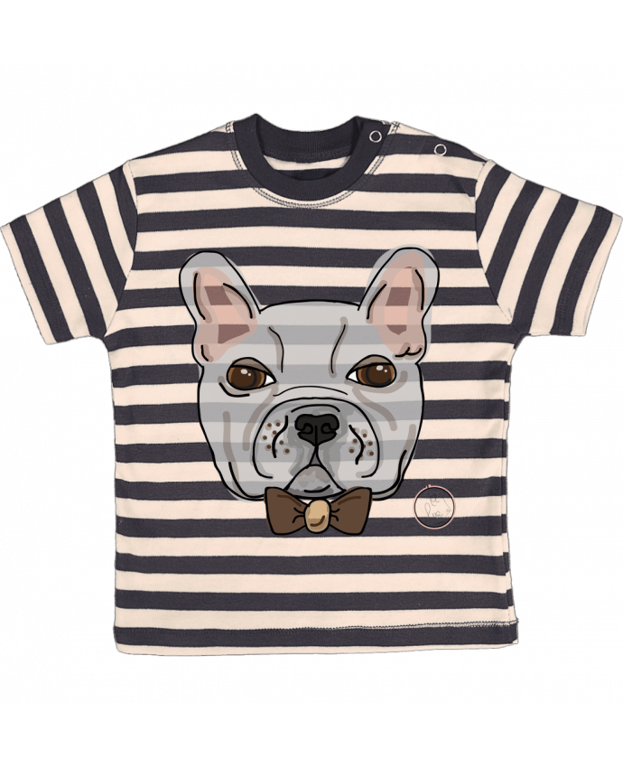 T-shirt baby with stripes Bulldog Hipster by Juanalaloca