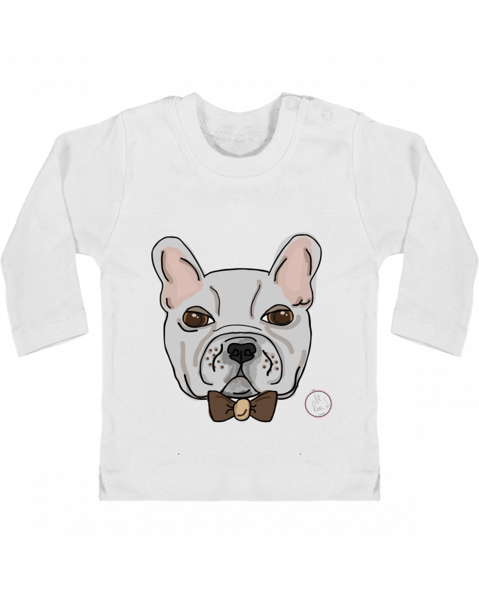 T-shirt bébé Bulldog Hipster manches longues du designer Juanalaloca