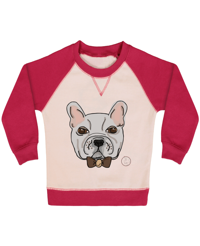 Sweatshirt Baby crew-neck sleeves contrast raglan Bulldog Hipster by Juanalaloca