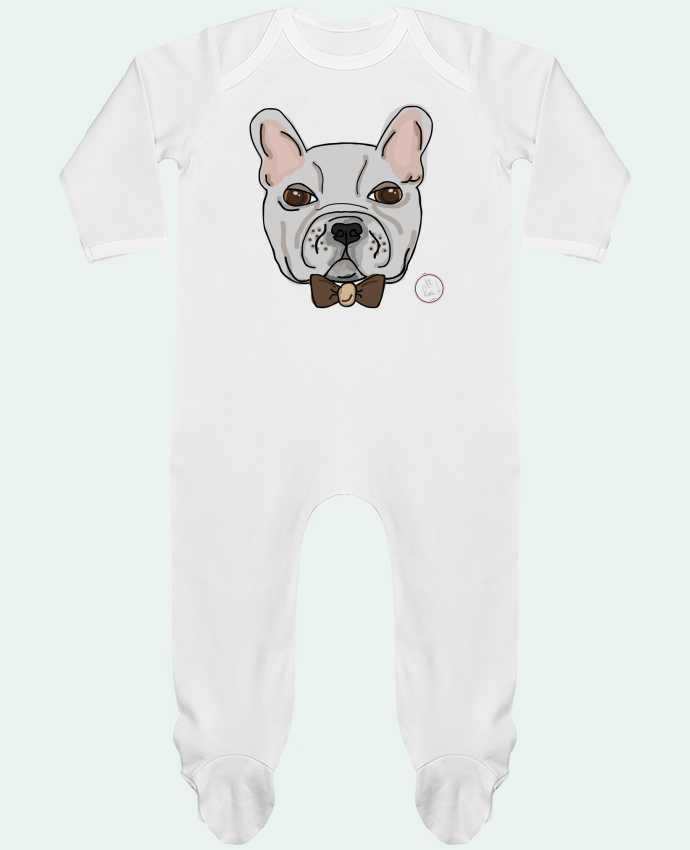 Baby Sleeper long sleeves Contrast Bulldog Hipster by Juanalaloca