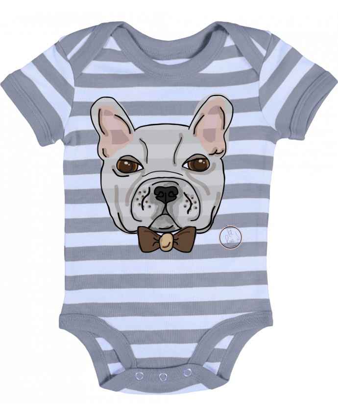 Body Bébé Rayé Bulldog Hipster - Juanalaloca